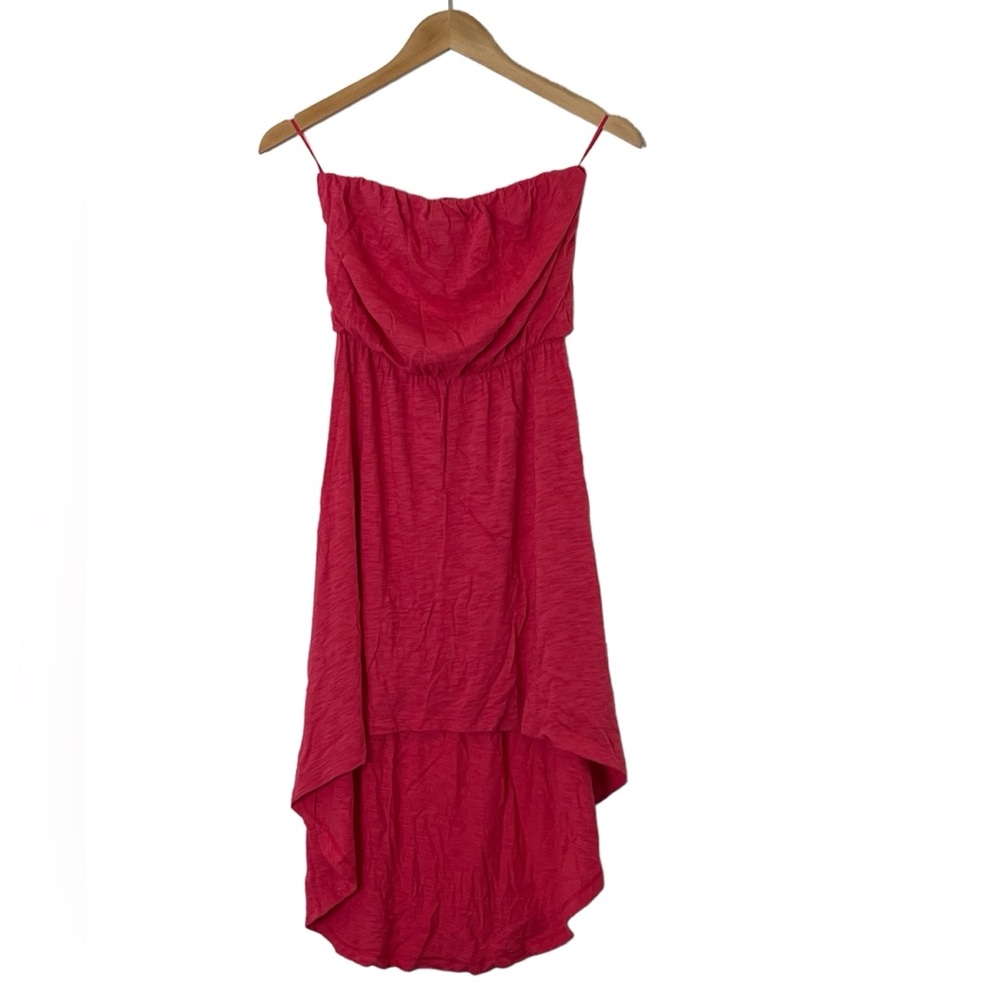 Express | LIKE NEW Pink high low strapless cotton blend dress size extra small
